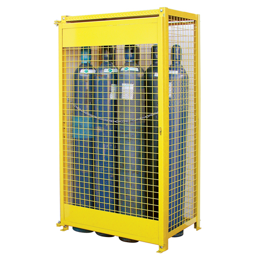 Gas Cylinder Cabinets, 10 Cylinder Capacity, 44" W x 30" D x 74" H, Yellow Moffatt Supply & Specialties