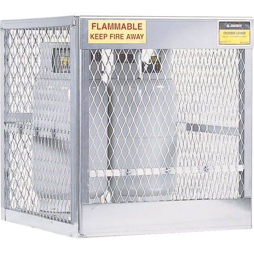 Aluminum LPG Cylinder Locker Storage, 4 Cylinder Capacity, 30" W x 32" D x 33-1/2" H, Silver Moffatt Supply & Specialties