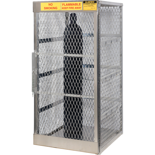 Aluminum LPG Cylinder Locker Storage, 10 Cylinder Capacity, 30" W x 32" D x 65" H, Silver Moffatt Supply & Specialties
