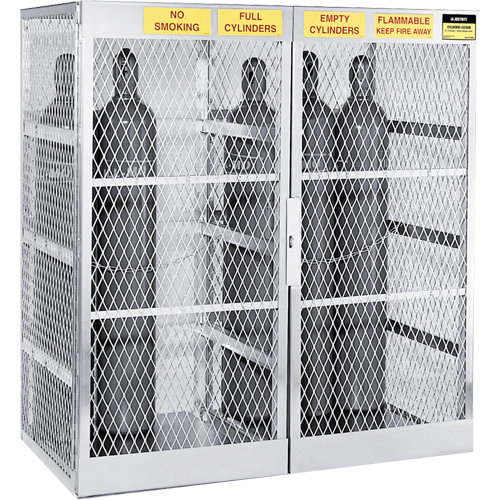 Aluminum LPG Cylinder Locker Storage, 20 Cylinder Capacity, 60" W x 32" D x 65" H, Silver Moffatt Supply & Specialties