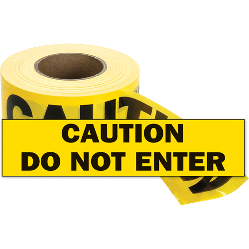 Rubans pour barricades, Anglais, 3" la x 1000' lo, 2 mils, Noir sur jaune Moffatt Supply & Specialties