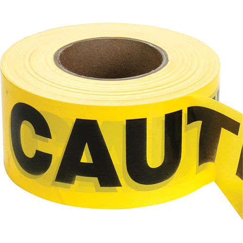 Rubans pour barricades, Anglais, 3" la x 1000' lo, 2 mils, Noir sur jaune Moffatt Supply & Specialties