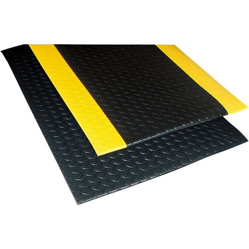 Tapis Sof-Tred No 419 avec Dyna-Shield, Losange, 3' x 12' x 1/2", Noir/Jaune, PVC Moffatt Supply & Specialties
