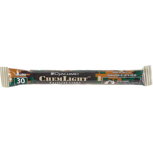 B&acirc;tons de s&eacute;curit&eacute; luminescents Cyalume 6", Jaune, Dur&eacute;e 30 min Moffatt Supply & Specialties