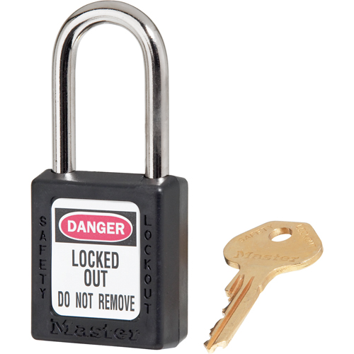 Cadenas de s&eacute;curit&eacute; Zenex 410, Noir, Cl&eacute;s diff&eacute;rentes, Thermoplastique, Largeur de 1-1/2" Moffatt Supply & Specialties