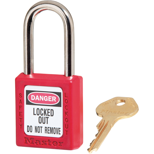 Cadenas de s&eacute;curit&eacute; Zenex 410, Rouge, Cl&eacute;s diff&eacute;rentes, Thermoplastique, Largeur de 1-1/2" Moffatt Supply & Specialties
