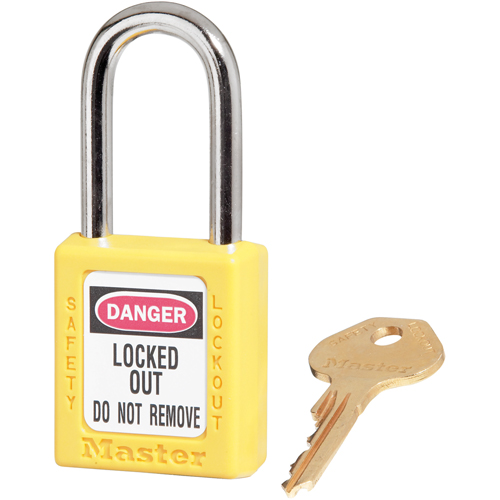 Cadenas de s&eacute;curit&eacute; Zenex 410, Jaune, Cl&eacute;s diff&eacute;rentes, Thermoplastique, Largeur de 1-1/2" Moffatt Supply & Specialties