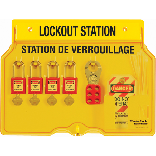 Station de verrouillage, Cadenas Thermoplastique, Capacit&eacute; de 4, Cadenas Compris Moffatt Supply & Specialties