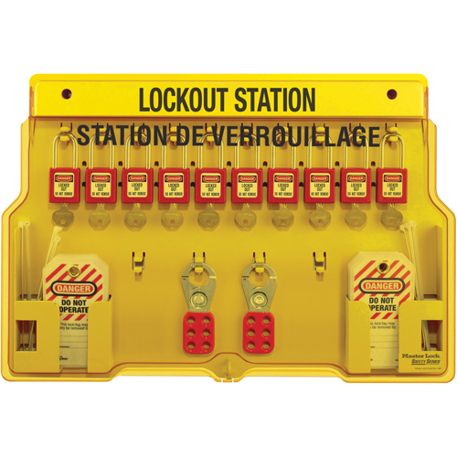 Lockout Station, Aluminum Padlocks, 10 Padlock Capacity, Padlocks Included Moffatt Supply & Specialties