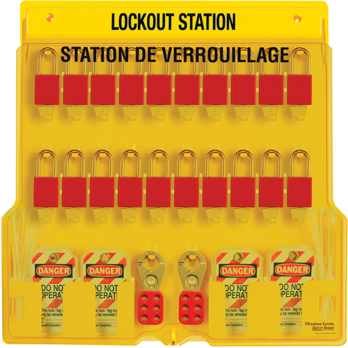 Lockout Station, Thermoplastic Padlocks, 20 Padlock Capacity, Padlocks Included Moffatt Supply & Specialties