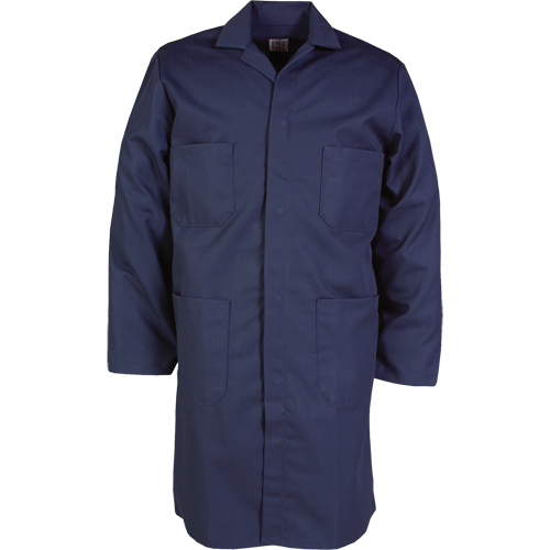 Lab Coat, Poly-Cotton, 46, Navy Blue Moffatt Supply & Specialties