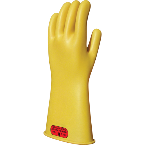 Gants isolants en caoutchouc naturel jaune, ASTM classe 0, Taille 8, 11" lo Moffatt Supply & Specialties