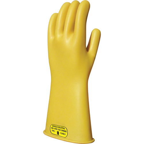 Yellow Natural Rubber Insulating Gloves, ASTM Class 2, Size 8, 16" L Moffatt Supply & Specialties