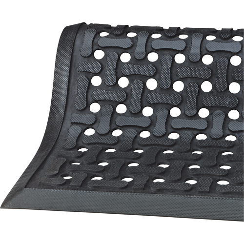 Comfort Flow Mats, Slotted, 2-83/100' x 9-1/12' x 3/8", Black, Nitrile Moffatt Supply & Specialties