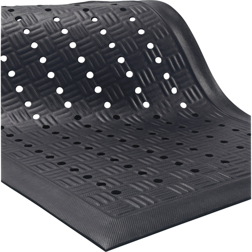 Cushion Station Mats, Slotted, 3-1/5' x 5-3/10' x 9/16", Black, Nitrile Moffatt Supply & Specialties