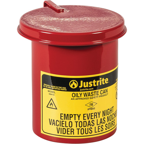 Mini Bench - Top Oily Waste Cans, FM Approved, 0.45 US gallon, Red Moffatt Supply & Specialties