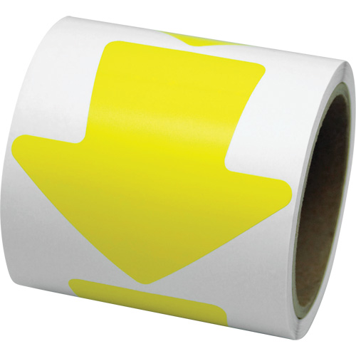 Coloured Floor Marking Decals, Arrow, 4" L x 4" W, Yellow, Vinyl Moffatt Supply & Specialties