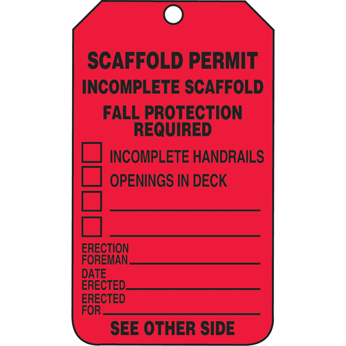 &eacute;tiquettes de s&eacute;curit&eacute; d'inspection et de contr&ocirc;le de l'&eacute;tat de l'&eacute;quipement, Plastique, 3-3/8" la x 5-7/8" h, Anglais Moffatt Supply & Specialties