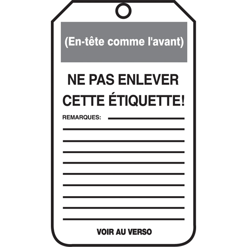 Lockout Tags, Cardstock, 3-1/8" W x 5-7/8" H, French Moffatt Supply & Specialties