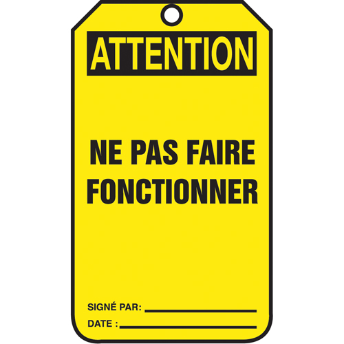 Lockout Tags, Cardstock, 3-1/8" W x 5-7/8" H, French Moffatt Supply & Specialties