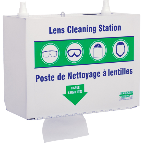 Postes en M&eacute;tal Pour Le Nettoyage De Verres - Deux Boutielle De Solution 500ml Et 1 Boîte De Serviettes, M&eacute;tal, 10,5" lo x 5,5" p x 6,3" h Moffatt Supply & Specialties