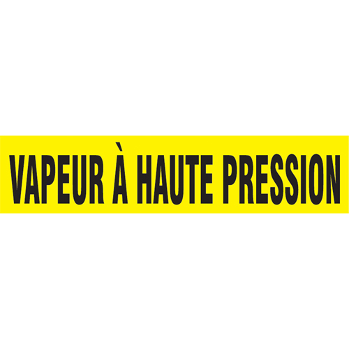 Marqueur de tuyau "Vapeur &agrave; Haute Pression", Autocollant, 1" h x 8" la, Noir sur jaune Moffatt Supply & Specialties