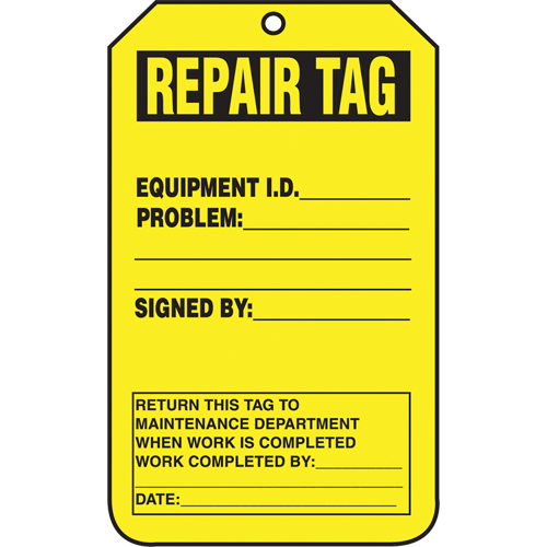 &eacute;tiquettes de s&eacute;curit&eacute; d'inspection et de contr&ocirc;le de l'&eacute;tat de l'&eacute;quipement, Papier cartonn&eacute;, 3-1/8" la x 5-7/8" h, Anglais Moffatt Supply & Specialties