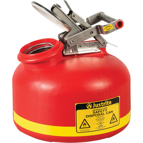 Liquid Disposal Cans, Polyethylene, 2 US gal., Red, FM Approved Moffatt Supply & Specialties