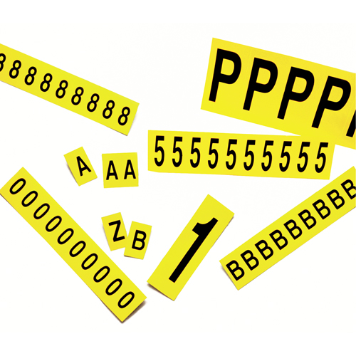 Individual Adhesive Number Markers, 3, 3-7/8" H, Black on Yellow Moffatt Supply & Specialties