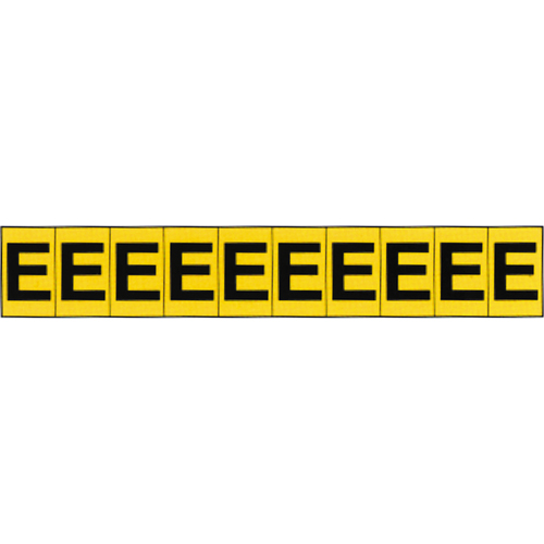 Rep&egrave;res adh&eacute;sifs &agrave; lettres individuelles, E, 1" h, Noir sur jaune Moffatt Supply & Specialties