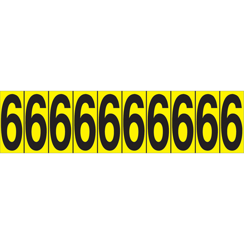 Individual Adhesive Number Markers, 6, 1-15/16" H, Black on Yellow Moffatt Supply & Specialties