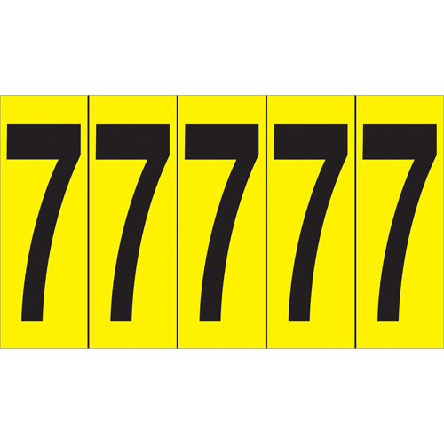 Individual Adhesive Number Markers, 7, 3-7/8" H, Black on Yellow Moffatt Supply & Specialties