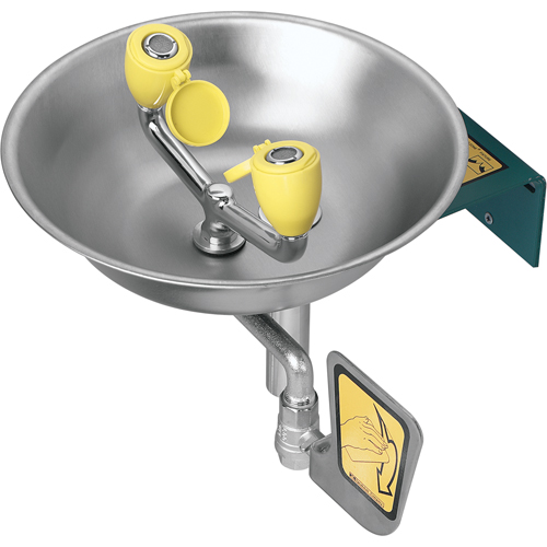 Eyewash Station, Wall-Mount Installation, Stainless Steel Bowl Moffatt Supply & Specialties