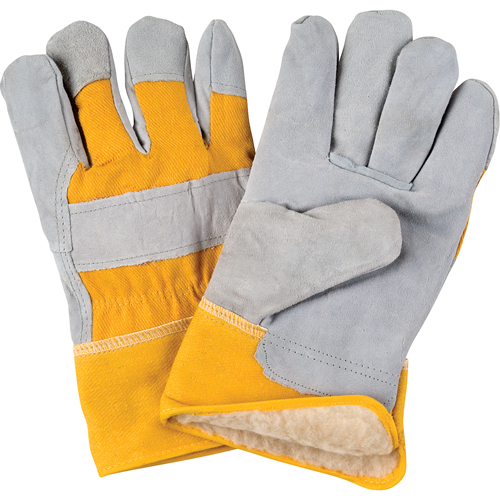 Gants d'ajusteur doubl&eacute;s pour l'hiver, Grand, Paume en Cuir de vache refendu, Doublure en Boa Moffatt Supply & Specialties