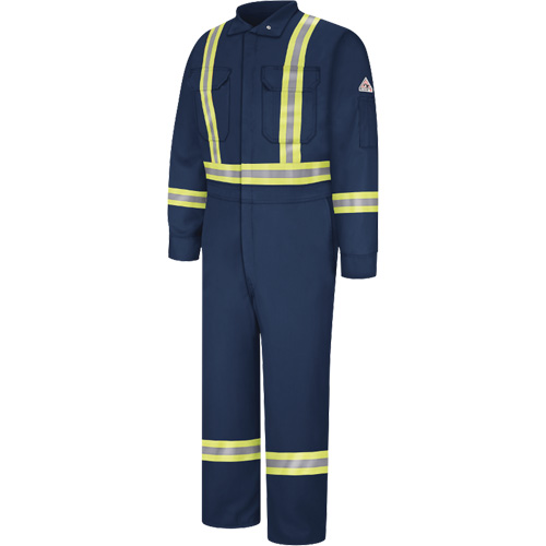 Combinaisons r&eacute;sistantes au feu avec bandes r&eacute;fl&eacute;chissantes, Taille 38, Bleu marine, 12,2 cal/cm² Moffatt Supply & Specialties