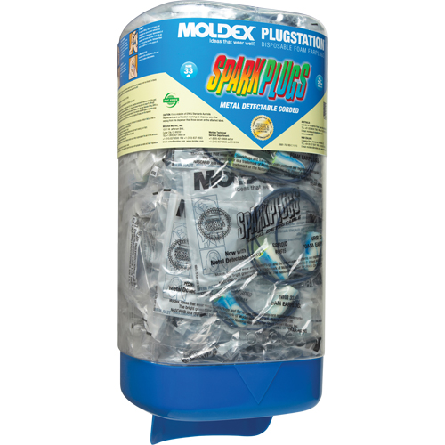 PlugStation&reg; with Metal Detectable Corded SparkPlugs&reg; Earplugs Moffatt Supply & Specialties