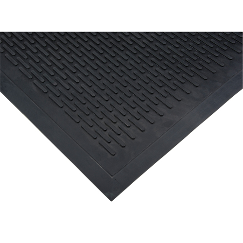 Low-Profile Matting, Rubber, Scraper Type, Solid Pattern, 3' x 5', Black Moffatt Supply & Specialties