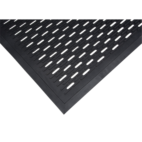 Low-Profile Matting, Rubber, Scraper Type, Slotted Pattern, 3' x 5', Black Moffatt Supply & Specialties
