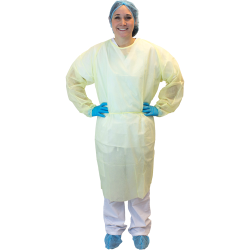 Blouses d'isolement avec attaches, T-Grand, Jaune, Polypropyl&egrave;ne Moffatt Supply & Specialties