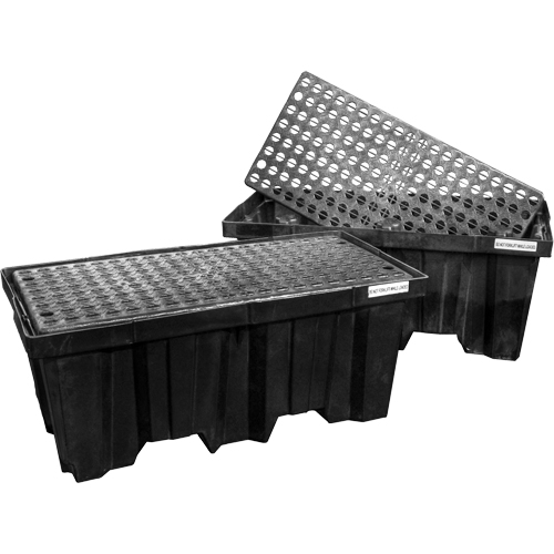 Palettes emboîtables pour contr&ocirc;le des d&eacute;versements, Capacit&eacute; de d&eacute;versement 66 gal. US, 51" x 26" x 21" Moffatt Supply & Specialties
