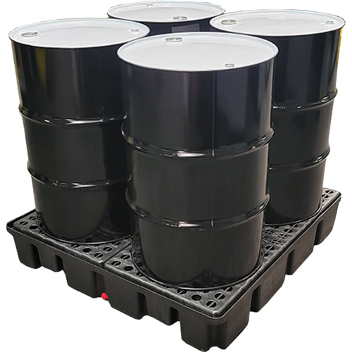 Nestable Spill Pallet With Drain, 66 US gal. Spill Capacity, 49" x 49" x 10.5" Moffatt Supply & Specialties