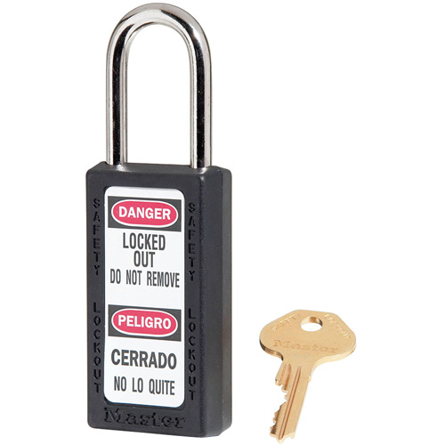 Cadenas de s&eacute;curit&eacute; Zenex 411, Noir, Cl&eacute;s identiques, Thermoplastique, Largeur de 1-1/2" Moffatt Supply & Specialties