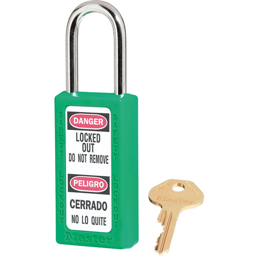 411 Zenex Safety Padlocks, Green, Keyed Alike, Thermoplastic, 1-1/2" Width Moffatt Supply & Specialties
