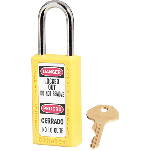 Cadenas de s&eacute;curit&eacute; Zenex 411, Jaune, Cl&eacute;s identiques, Thermoplastique, Largeur de 1-1/2" Moffatt Supply & Specialties
