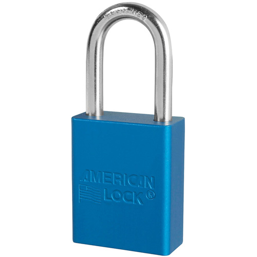 Cadenas de s&eacute;curit&eacute; American Lock, Bleu, Cl&eacute;s identiques, Aluminium, Largeur de 1-1/2" Moffatt Supply & Specialties