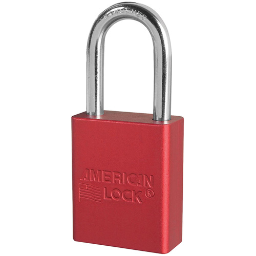Cadenas de s&eacute;curit&eacute; American Lock, Rouge, Cl&eacute;s identiques, Aluminium, Largeur de 1-1/2" Moffatt Supply & Specialties