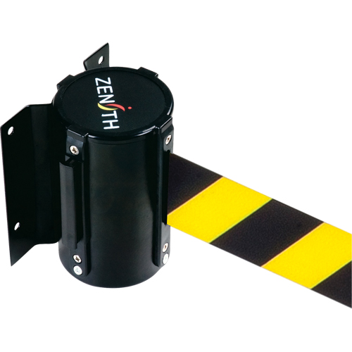 Wall Mount Barrier, Steel, Screw Mount, 7', Black/Yellow Tape Moffatt Supply & Specialties
