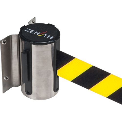 Wall Mount Barrier, Steel, Screw Mount, 7', Black/Yellow Tape Moffatt Supply & Specialties
