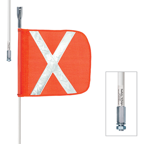 Safety Whip&reg; Heavy-Duty Whips, Threaded Mount, 5' High, Orange Moffatt Supply & Specialties