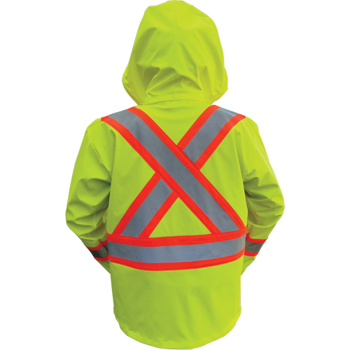 Hi-Vis FR/PU Safety Rain Jackets, Small, High Visibility Lime-Yellow Moffatt Supply & Specialties